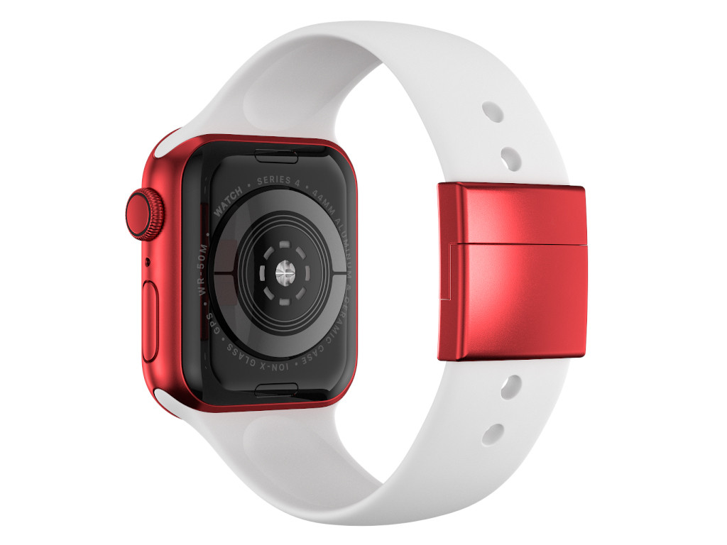 xMount@Strap Apple Watch Armband weiss Aluminiumverschluß rot