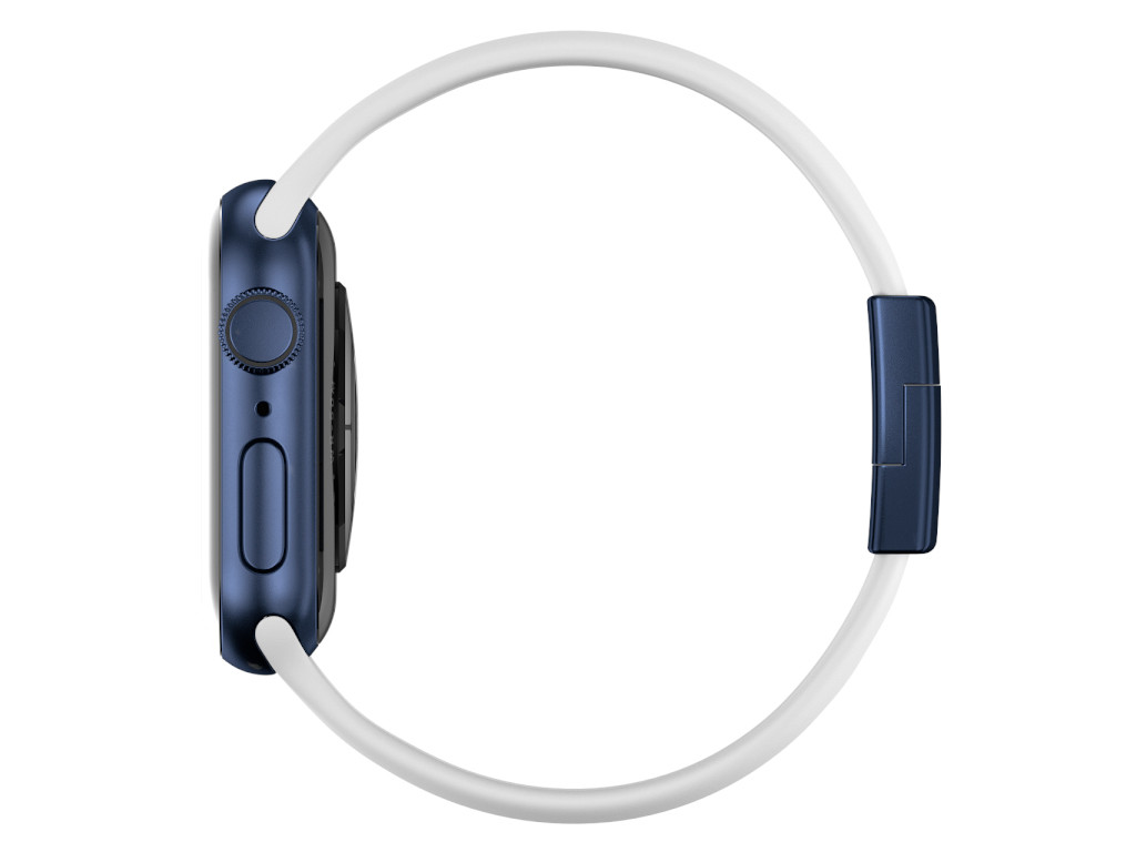 xMount@Strap Apple Watch Armband weiss Aluminiumverschluß blau