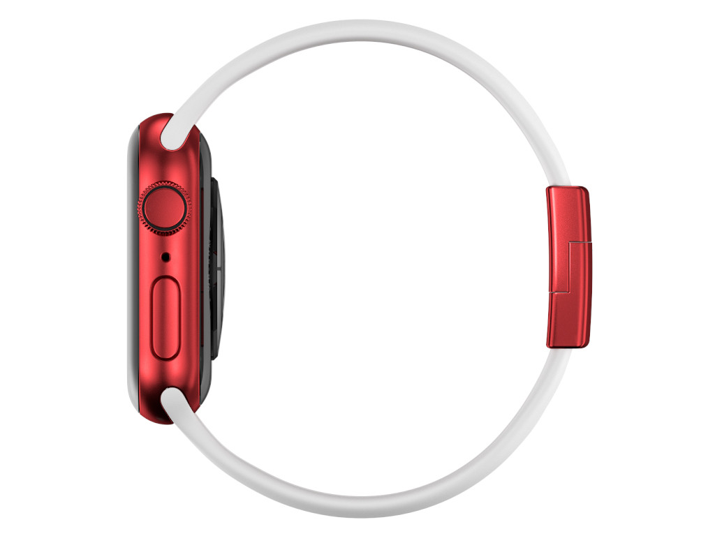 xMount@Strap Apple Watch band white aluminum close red