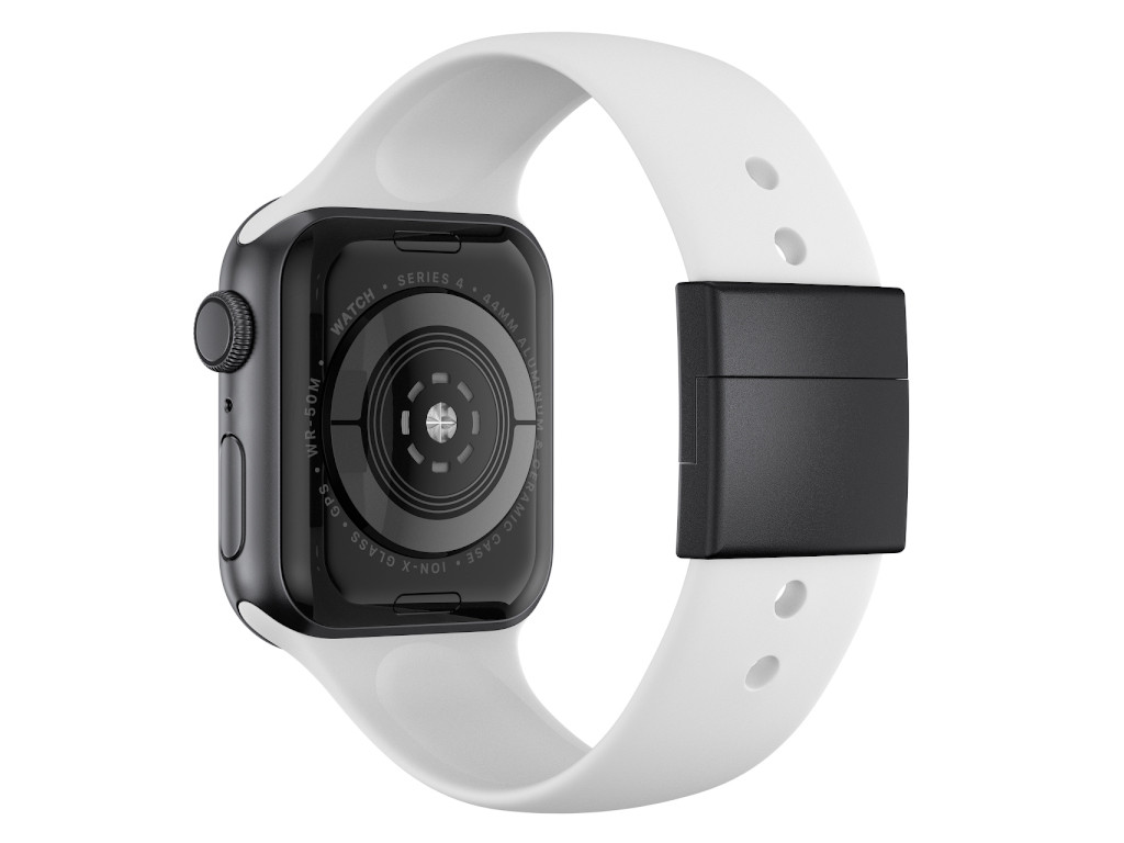 xMount@Strap Apple Watch band white aluminum close black