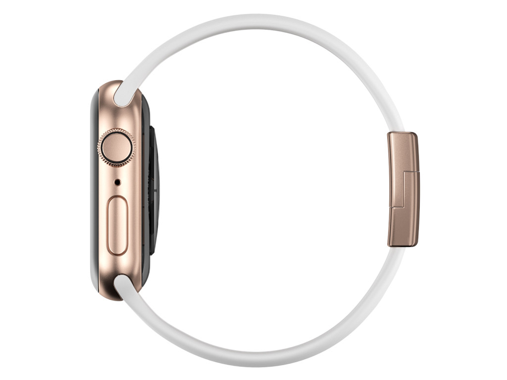 xMount@Strap Apple Watch Armband weiss Aluminiumverschluß gold