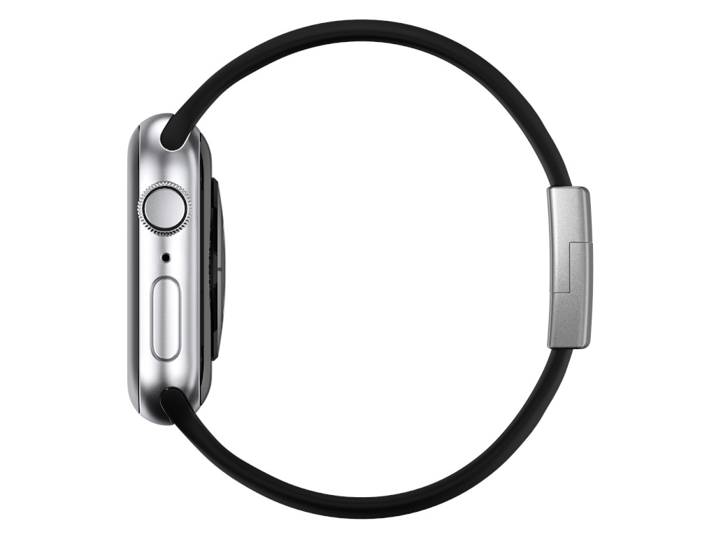 xMount@Strap Apple Watch Armband schwarz Aluminiumverschluß silber