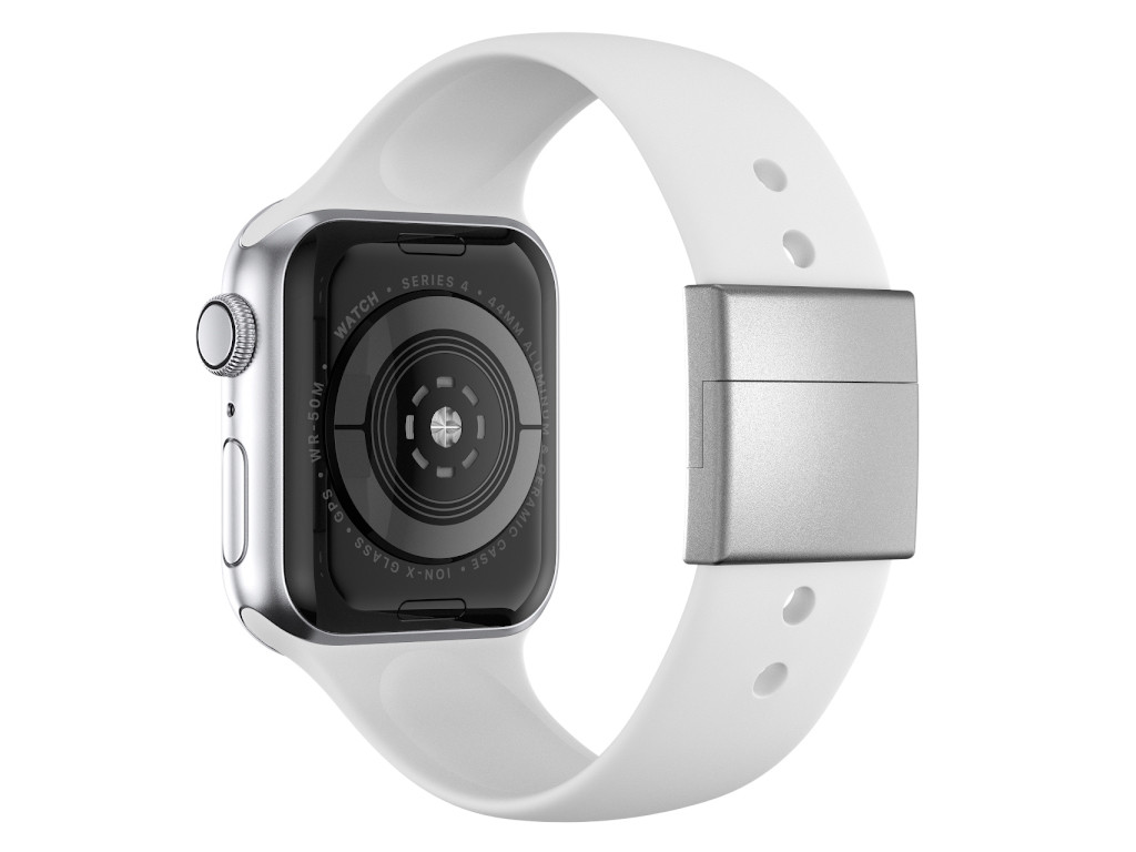 xMount@Strap Apple Watch Armband weiss Aluminiumverschluß silber