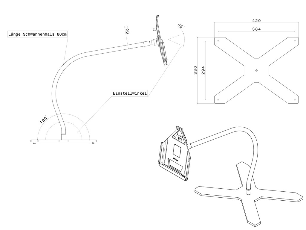 xMount@Flex Secure iPad 1 Lounge Stand