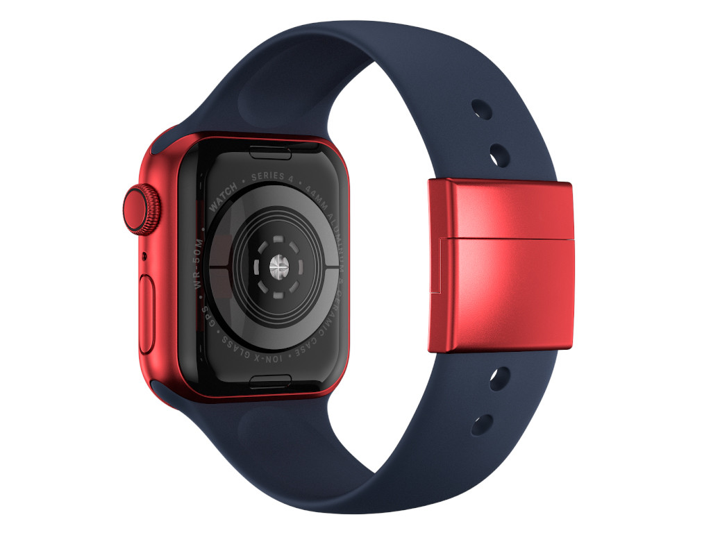 xMount@Strap Apple Watch Armband blau Aluminiumverschluß rot