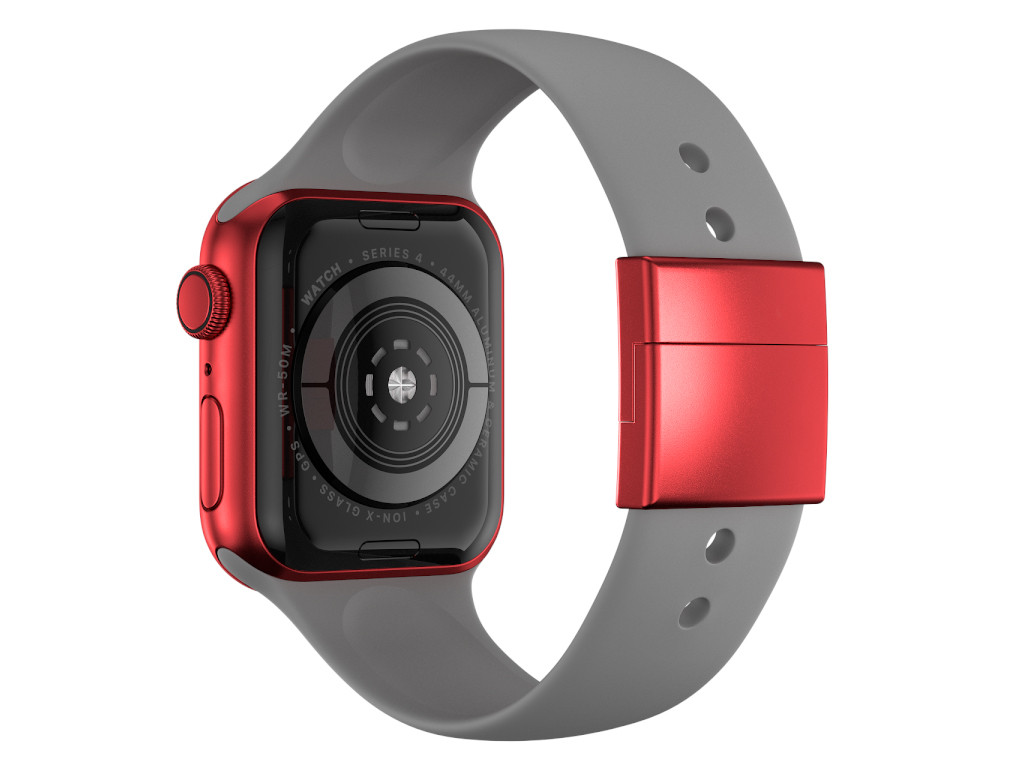 xMount@Strap Apple Watch Armband grau Aluminiumverschluß rot