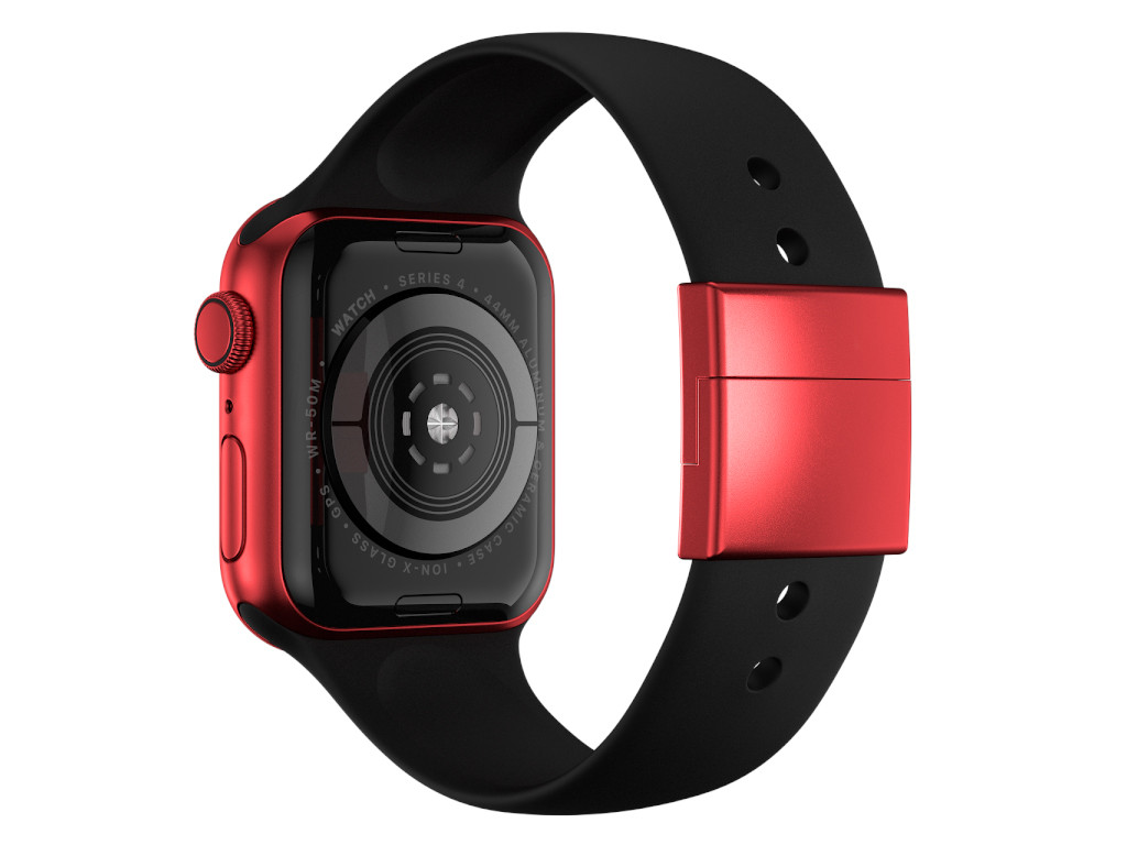 xMount@Strap Apple Watch Armband schwarz Aluminiumverschluß rot