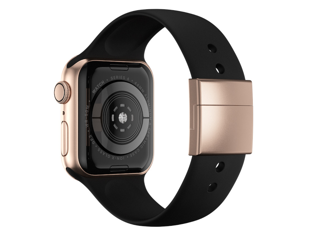 xMount@Strap Apple Watch Armband schwarz Aluminiumverschluß gold