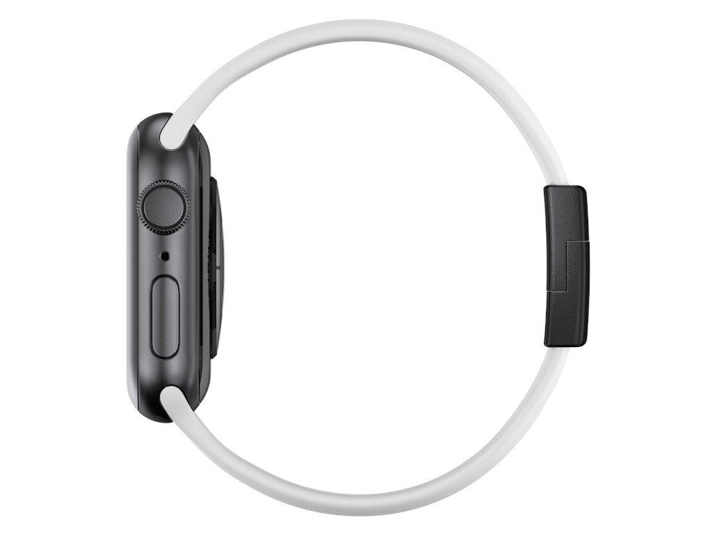 xMount@Strap Apple Watch Armband weiss Aluminiumverschluß schwarz