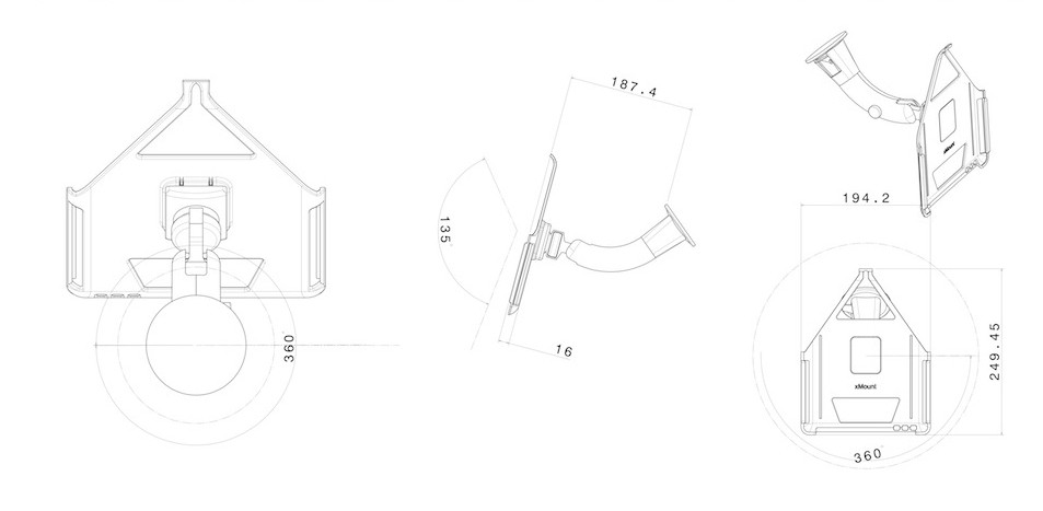 xMount@Car&Home iPad 1 Car Mount with vacuum cup