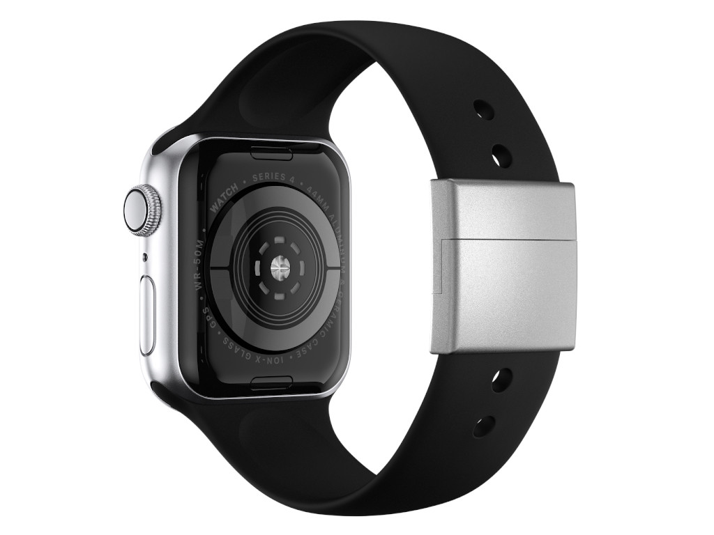 xMount@Strap Apple Watch band black aluminum close silver