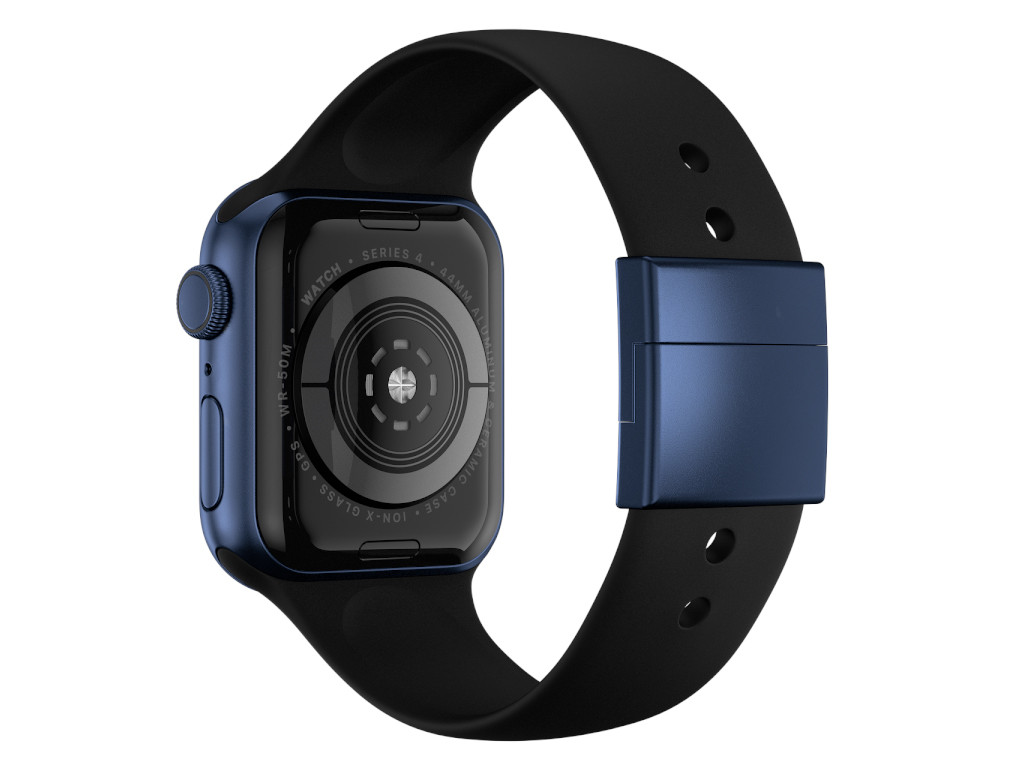 xMount@Strap Apple Watch band black aluminum close blue